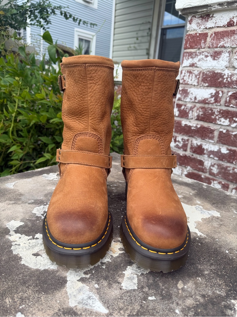 Dr Martens Aniston HI Tumble Nubuck Biker Boots Desert Brown Womens Sz 10M NEW - Picture 9 of 16
